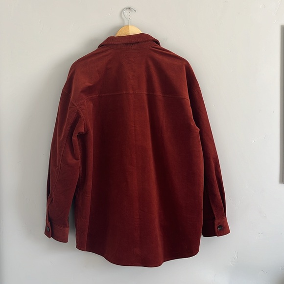 Madewell | NWT Deep Orange Red Oversized Button Down Shacket - Picture 6 of 9